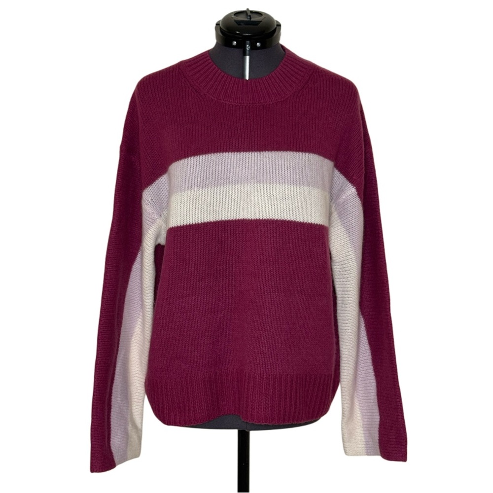 Harper Lane Stripe 100% Cashmere Pullover Sweater